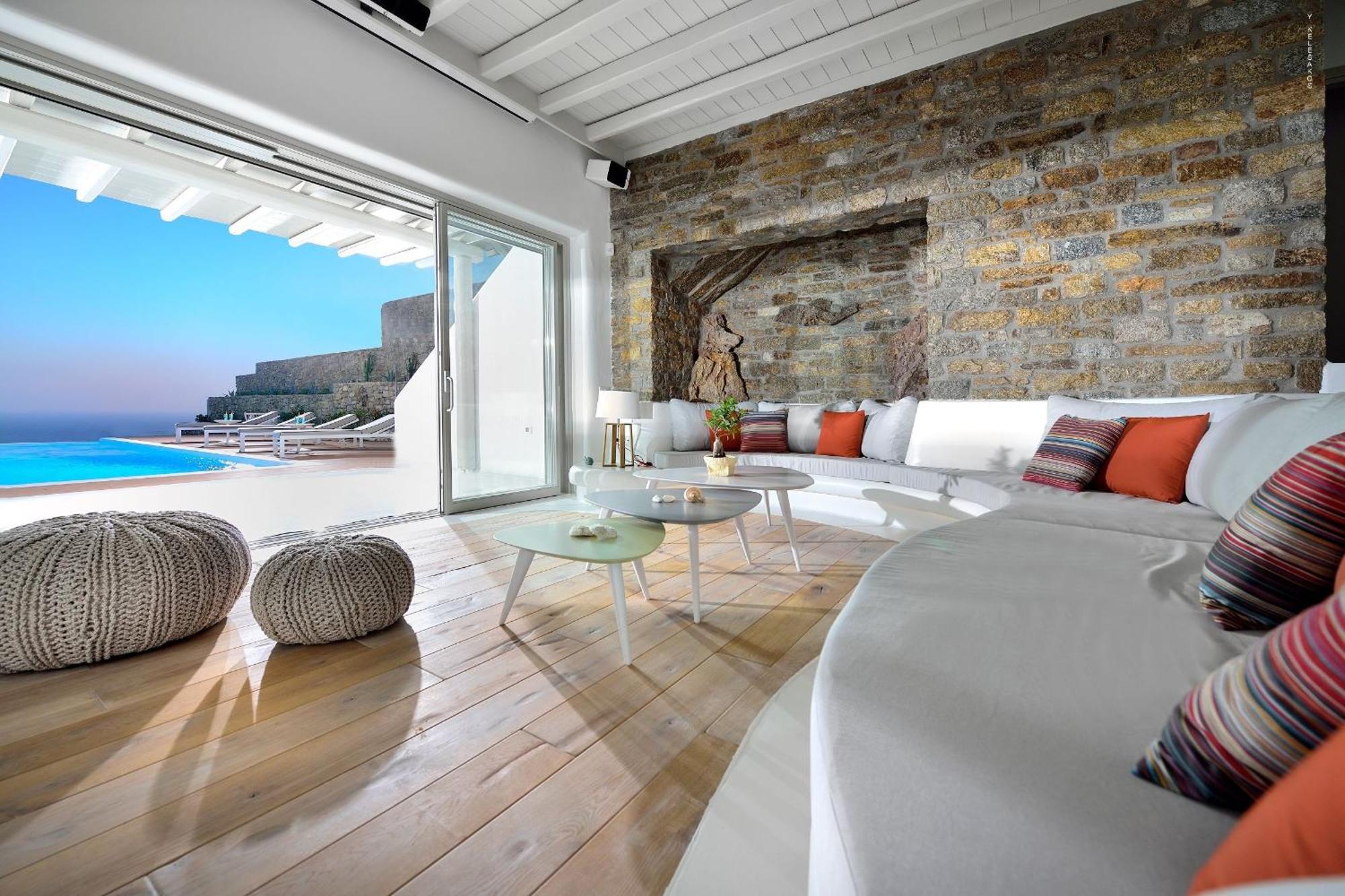 Villa Outstanding Mykonos 6 Bedrooms Agamemnon Sauna Jacuzzi Panoramic Sea Views