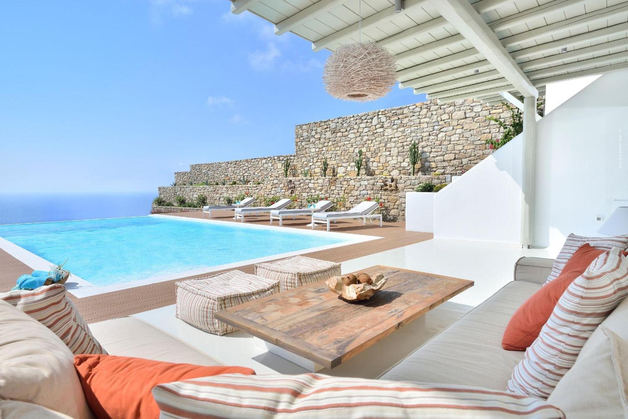 Villa Outstanding Mykonos 6 Bedrooms Agamemnon Sauna Jacuzzi Panoramic Sea Views