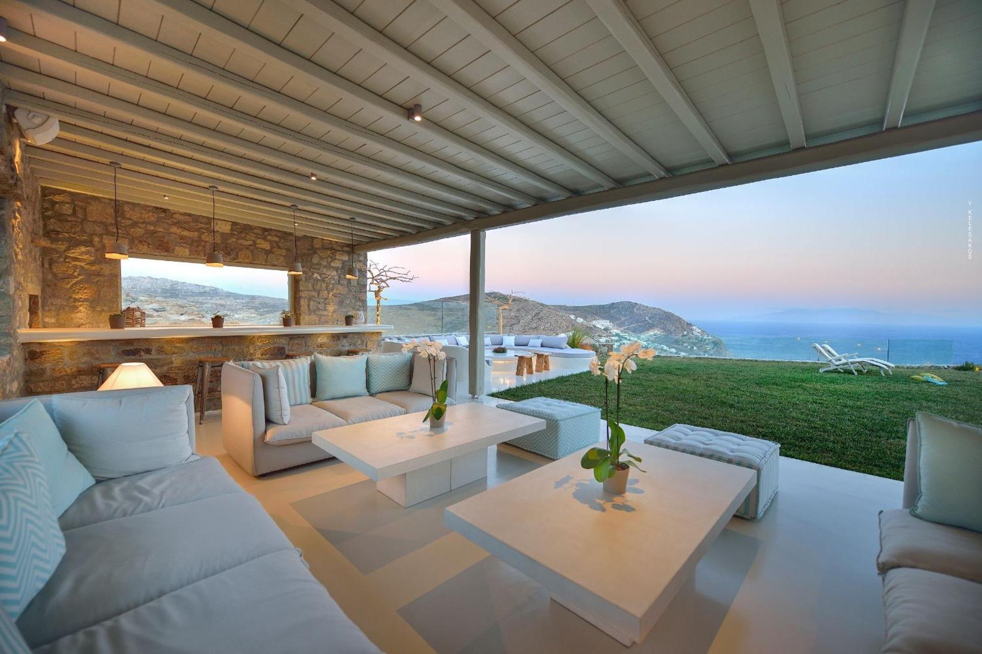 Outstanding Mykonos 6 Bedrooms Agamemnon Sauna Jacuzzi Panoramic Sea Views * Elia (Mykonos)